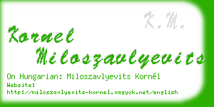 kornel miloszavlyevits business card